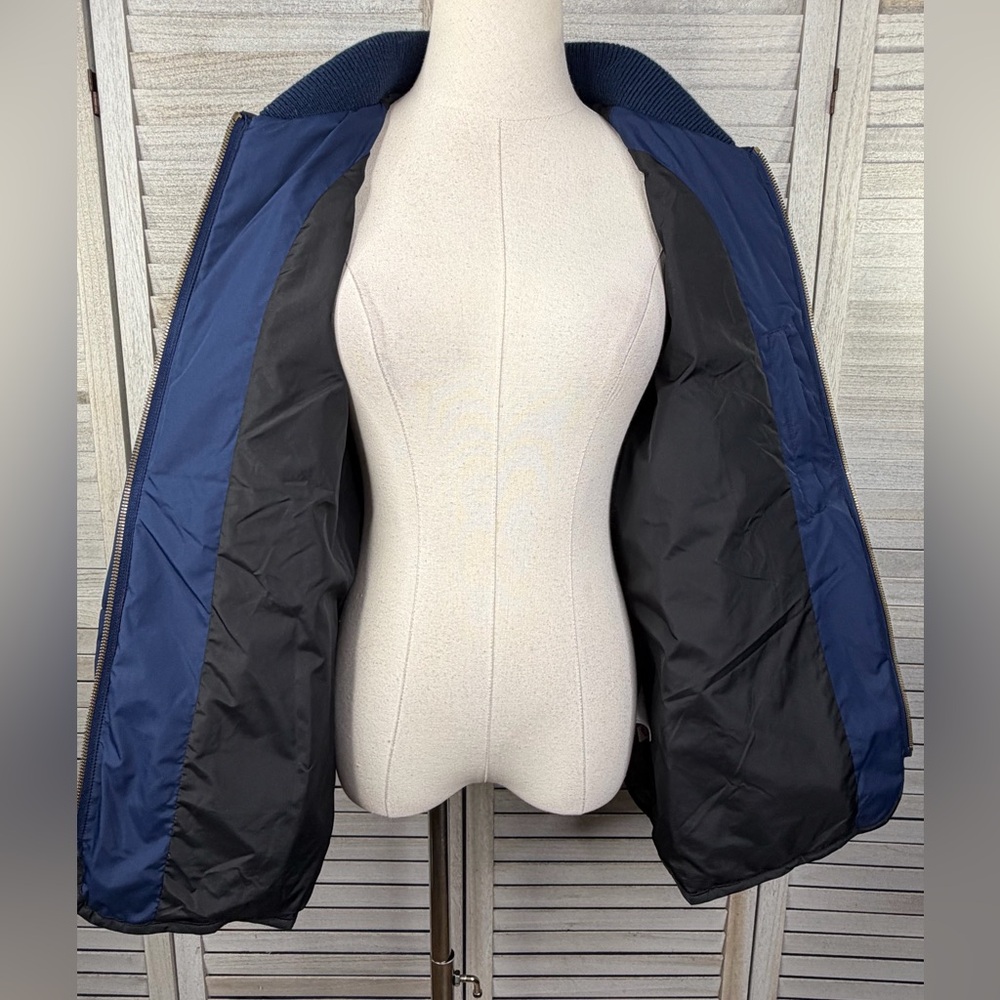 LAND'S END Women's Quilted Insulated Feather Free  Bomber Jacket Navy-XLP - Picture 3 of 4